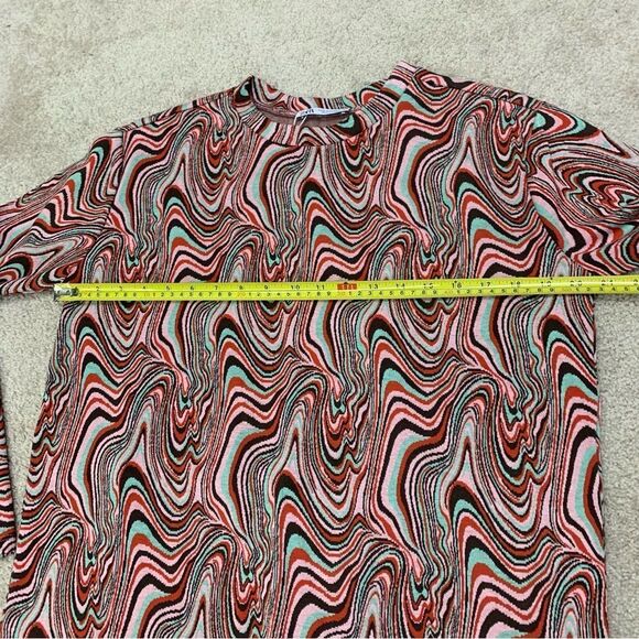 ZARA multicoloured jacquard long sleeve round neck mini dress Sz S NWT - Picture 7 of 9